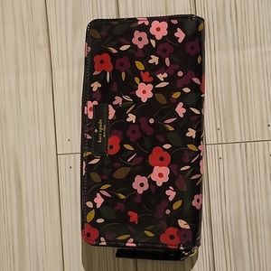 Kate Spade Floral Glossy Zip Around Wallet